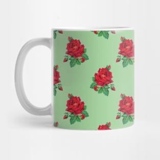 Red vintage roses on green Mug